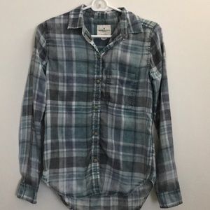 Blue Plaid Button Down American Eagle Shirt